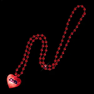 LED Leuchtende Rote Perlen Herz Anhänger Halskette Party Leuchtender Schmuck Zubehör Geschenk
