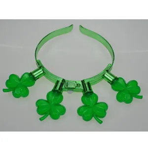 St. Patrick's Day LED Glowing Shamrock Headband Green Light Up Hair Hoop Party Accessory