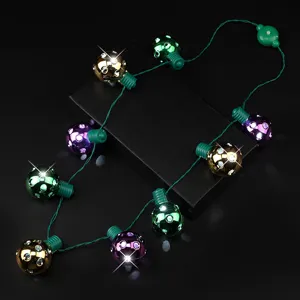 Disco ball light necklace glowing LED party string lights for holiday carnival decoration.