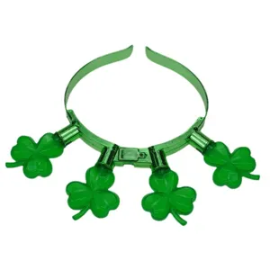 St. Patrick's Day LED light-up green shamrock headband party hair hoop accessories.