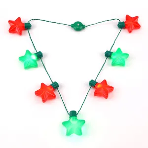 Christmas light up star necklace LED flashing party props glowing five-pointed star string lights