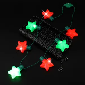 Christmas LED Star Light Necklace 7 Bulbs Glowing Pentagram Party Concert Props Holiday Decor