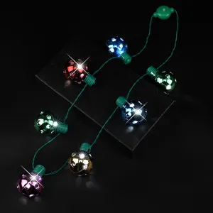 Colorful LED disco ball string lights necklace Christmas glowing flashing party decoration