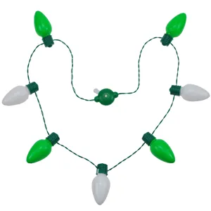St. Patrick's Day LED Leuchthalskette Grün Weiß Große Glühbirne Leuchtende Halskette Irische Party Zubehör Schmuck