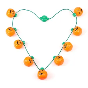 Halloween LED pumpkin glowing necklace, perfect holiday party costume light up decoration props.