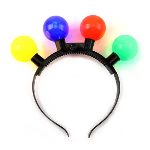 Cerchietto luminoso LED dettaglio, accessorio per capelli da festa con sfere colorate eventi