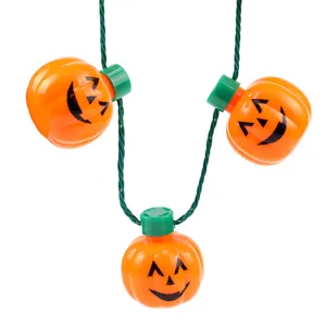 Halloween LED pumpkin glowing necklace party decoration flashing light-up accessory