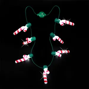 Collier lumineux de Noel avec canne a sucre LED accessoire de fete festif et brillant
