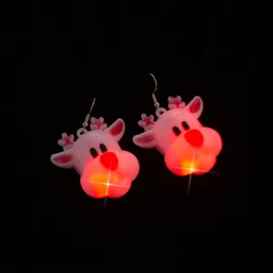 Orecchini Luminosi LED a Forma di Renna Festa di Natale Illuminazione Graziosi Orecchini a Bottone con Cervo Gioielli per Festa Regalo Donna