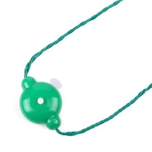 Green LED party necklace battery box and twisted wire control switch detail close up view