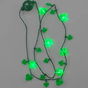 St. Patricks Day gruene Kleeblatt LED leuchtende Halskette Party Licht Festival Schmuck