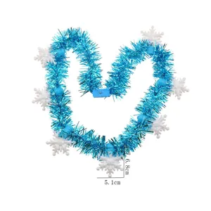 LED light blue tinsel snowflake necklace for Christmas party holiday decoration items