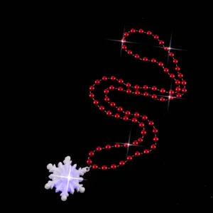 Christmas LED Flashing Snowflake Necklace Plastic Bead Chain Light Up Holiday Party Necklace Jewelry Gift