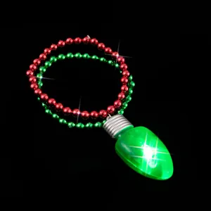 Christmas LED glowing bracelet light-up green bulb necklace party decoration item