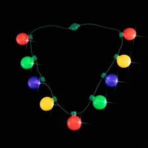LED Christmas light necklace with nine colorful bulbs, perfect for holiday party props and festive wear.