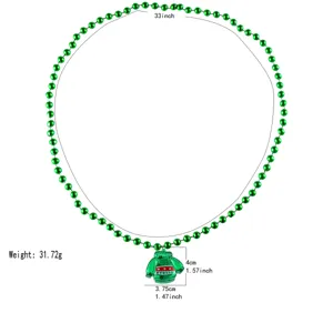 Collana di perle verdi con ciondolo maglione natalizio, gioiello festivo luminoso a LED per feste.
