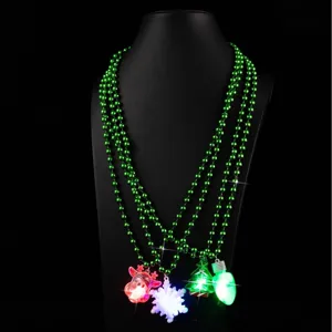 Christmas LED Glowing Pendant Bead Chain Necklace Festive Party Light Up Jewelry