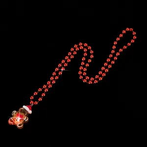 Natale LED lampeggiante panpepato ciondolo collana catena perline rosse festa gioielli regalo