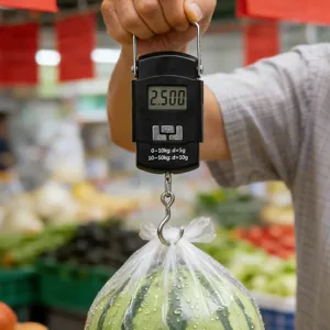 Pèse-bagage numérique portable avec écran LCD clair et crochets de pesage précis.