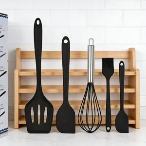 Ensemble d'Outils de Pâtisserie en Silicone Ustensiles de Cuisine Résistants à la Chaleur Spatule Pinceau à Huile Fouet avec Emballage Boîte en Couleur
