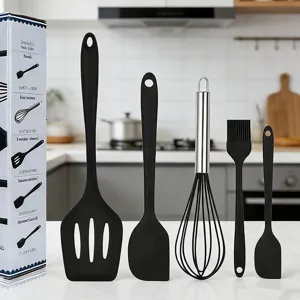 Set de 5 ustensiles de cuisine en silicone spatule résistante fouet pinceau à huile
