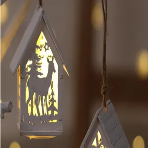 Weihnachtliche leuchtende Holzhaus Anhänger Deko Christbaumbeleuchtung Weihnachtsbeleuchtung