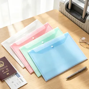 Thickened PVC Transparent Document Bag A4 Waterproof File Folder Snap Button Storage Bag Clear Office Stationery Organizer