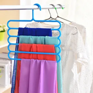 Appendiabiti per Pantaloni a 5 Strati Gruccia in Plastica Multistrato Organizzatore per Armadio Salvaspazio per Sciarpe Cravatte