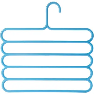 Appendibiti a 5 strati per pantaloni sciarpe cravatte blu in plastica organizer guardaroba