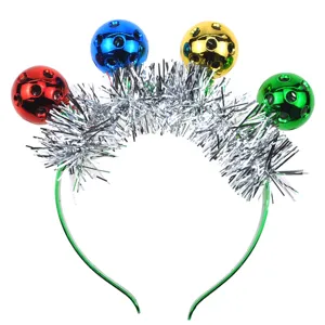 Christmas disco ball tinsel headband glowing party hair hoop festive holiday costume accessory