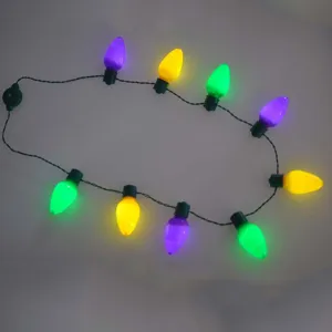 Weihnachten 9 LED bunte Glühbirne leuchtende Halskette, festliches Party Kostüm Zubehör.
