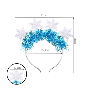 Christmas LED Luminous Snowflake Headband Tinsel Hair Hoop Party Costume Accessory