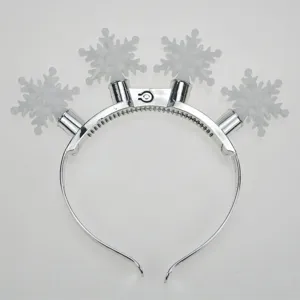 LED light up snowflake headband for Christmas party, silver hair hoop with light