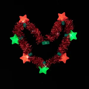 Christmas LED light tinsel necklace party colorful five-pointed star glowing holiday