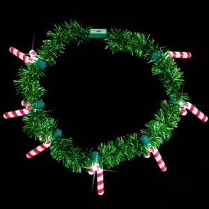 Navidad Collar de Bastón de Caramelo Iluminado LED Brillante Guirnalda de Oop Verde Accesorios de Fiesta