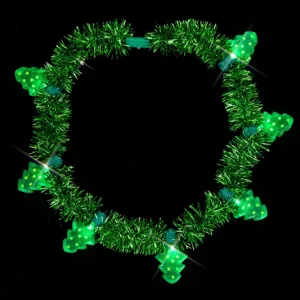 Christmas LED tinsel necklace light up holiday party glowing tree green festive accessory