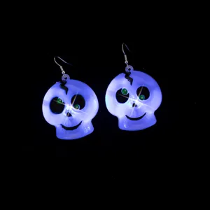 Halloween glowing skull earrings LED light spooky party jewelry gift for women girls earrings