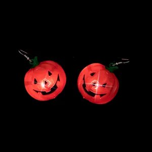 LED light up Halloween pumpkin earrings glowing spooky party jewelry fashion accessories gift