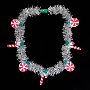 Christmas tinsel glowing candy necklace party props festive light up costume accessory