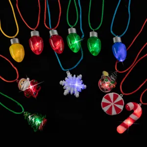 Christmas LED glowing necklaces set party light up assorted holiday pendant accessories