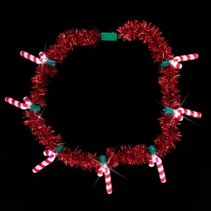 Christmas light-up candy cane necklace festive party flashing tinsel accessory holiday decor