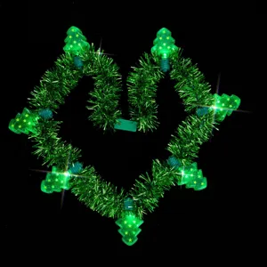 Christmas light up tree necklace green tinsel party flashing toy holiday accessory
