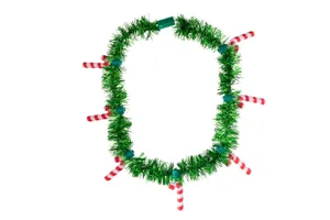 Christmas LED light up candy cane tinsel necklace holiday party costume glowing accessory