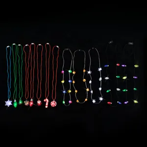 LED light up Christmas Halloween necklaces set glowing festive party flashing charms.