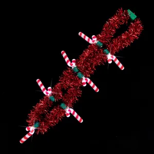 Christmas LED candy cane necklace flashing party glowing tinsel prop holiday decoration closeup