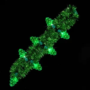 Christmas tree flashing light necklace green tinsel party glowing toy holiday accessory