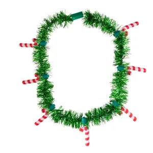 Collar de guirnalda luminosa de Navidad con adornos de baston de caramelo para fiesta