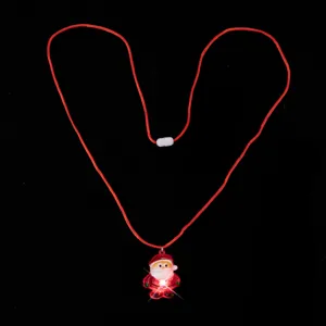 LED Light Up Christmas Santa Claus Candy Pendant Necklace Festive Holiday Party Costume Jewelry Gift