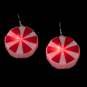 Christmas LED Peppermint Candy Earrings Glowing Holiday Party Fashion Jewelry Gift for Women