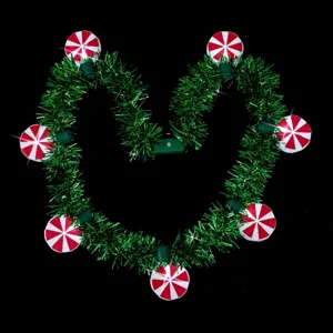 Collar de guirnalda luminosa LED caramelo de Navidad brillante fiesta decoración luz